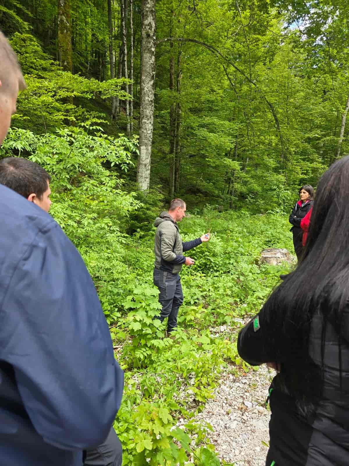 Person point to something